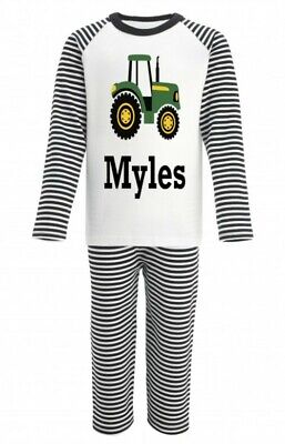 Personalised Childrens Kids Printed TRACTOR Pajamas Pyjamas PJ's ANY NAME BOYS