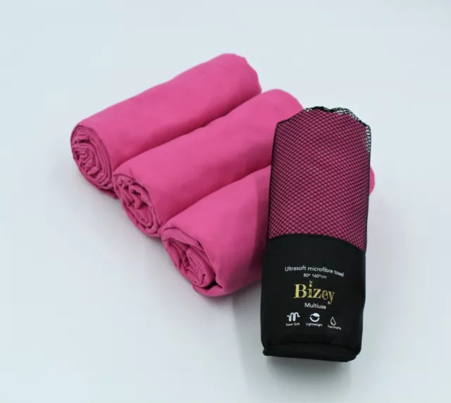 Microfibre Towel Pink Sports Beach Yoga Swimming Bath Gym. Small Large