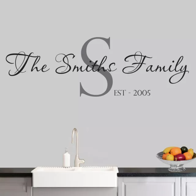 Family Custom Name & Initial Personalised Wall Art Sticker Lounge Kitchen Decal