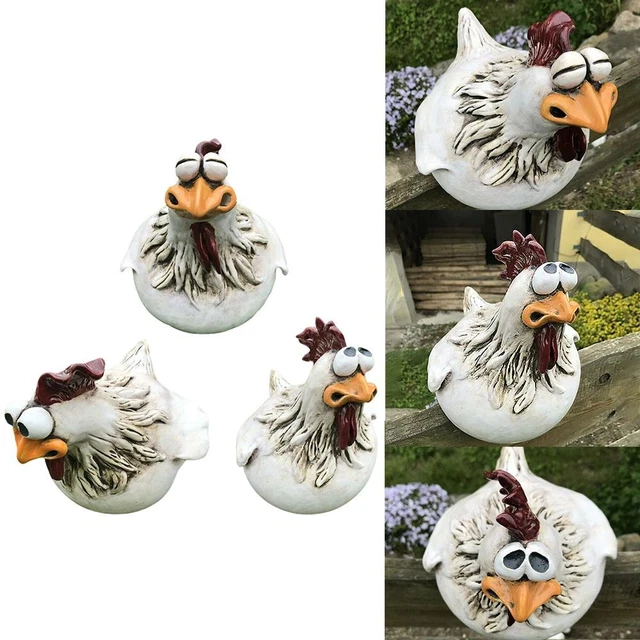 Yard Lawn Home Decoration Rooster Clip Chicken Statue Fence Garden Sculpture