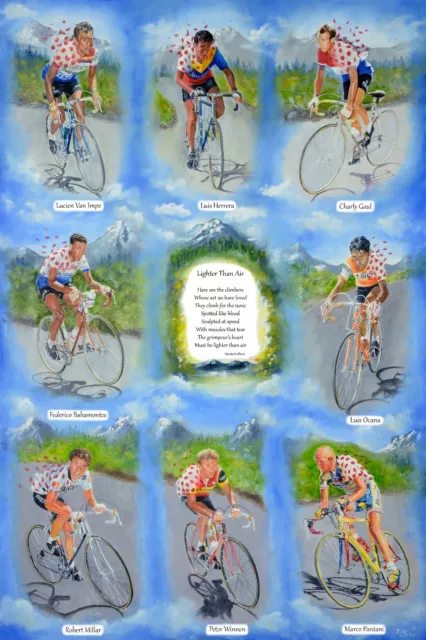 King of the Mountains cycling print,Tour de France,Robert Millar,Pantani,Herrera