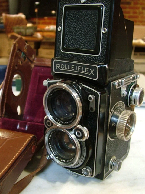 Cámara Y Estuche De Colección Rolleiflex Franke Heidecke 1:2.8 Xenotar Compur Synchro