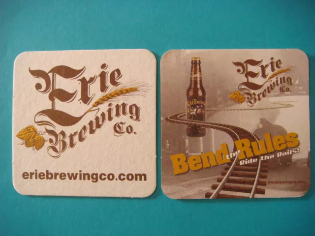 Beer Bar Coaster ~ ERIE Brewing Company ~ PENNSYLVANIA Craft Brewery Since 1999