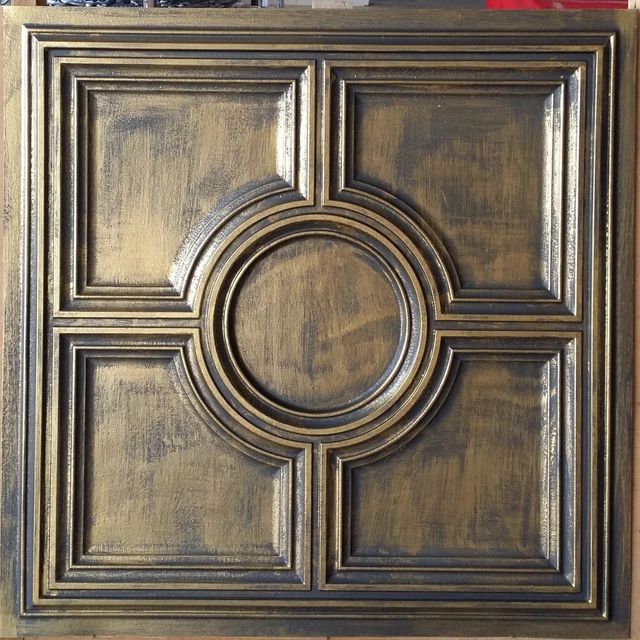 Ceiling tile Faux tin ancient gold decor restaurant wall panel PL37 10pcs/lot