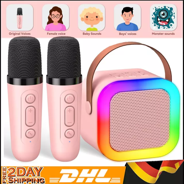 Pro Wireless Bluetooth Karaoke Mikrofon Lautsprecher Handheld USB-Player w/ 2Mic