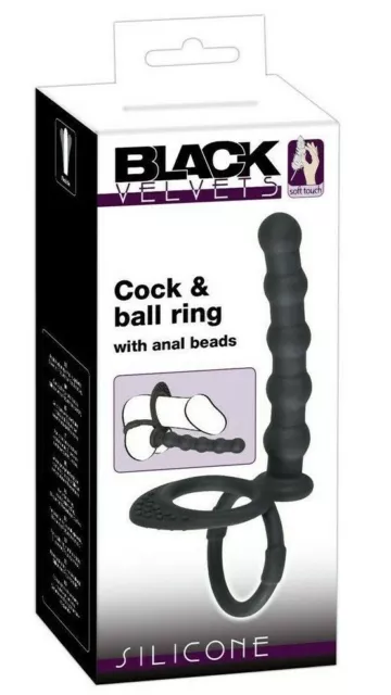 Gode anal avec double anneau pénien pour hommes gode en silicone noir... 3