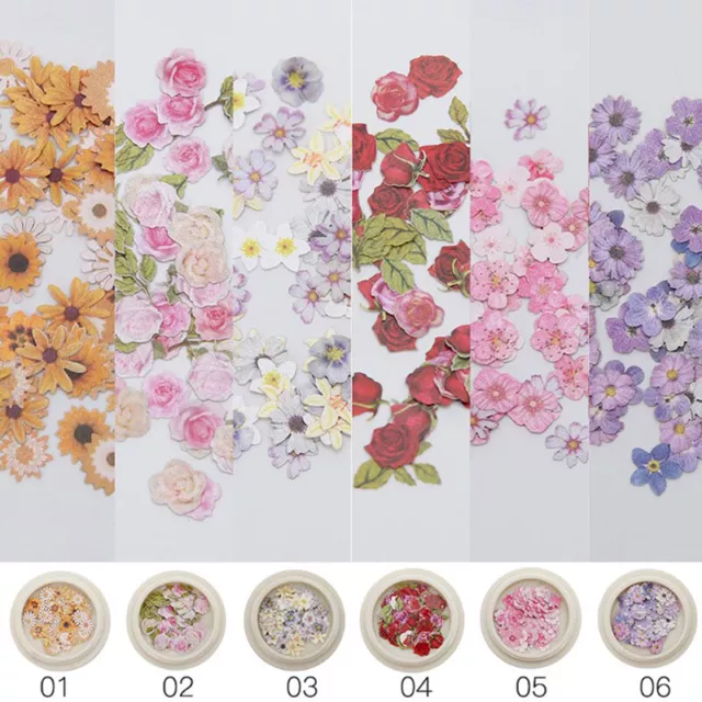 1 scatola fiori essiccati decorazioni nail art colorati naturali secchi flowe'EL