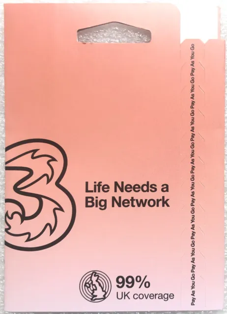 new three (3) 5G ready pay as you go sim card with £10 credit -- official pack