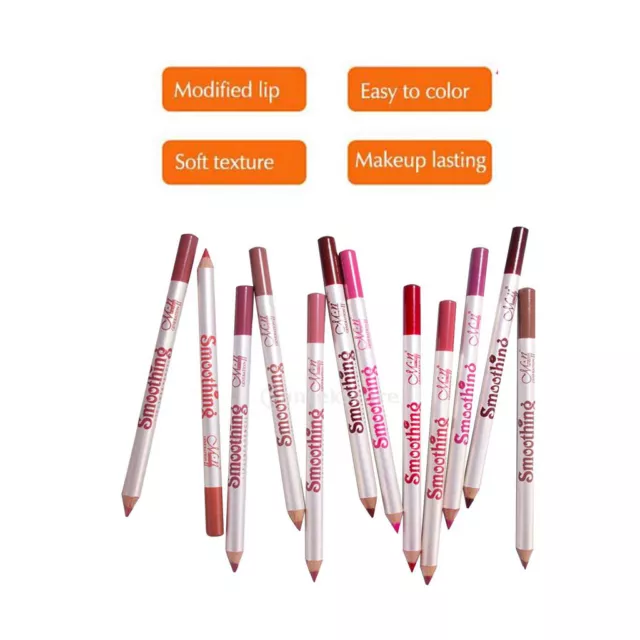 12 Pièces étanche Rouge à Lèvres Lip Liner Pen Long Matte Lipliner Pencil