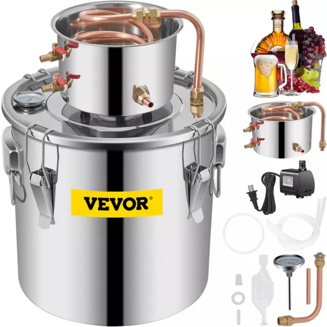 VEVOR Distillateur Alambic Chaudière à Spiritueux 30L Distillateur d'Eau Alcool