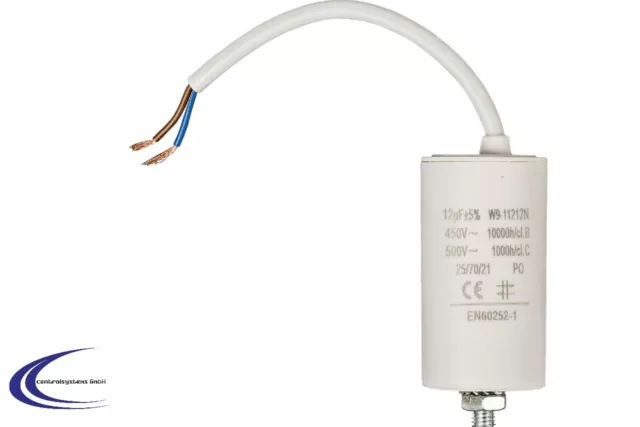 Motorkondensator Anlaufkondensator 12 uF - 450V 400 ~ Kondensator 12 µF + Kabel