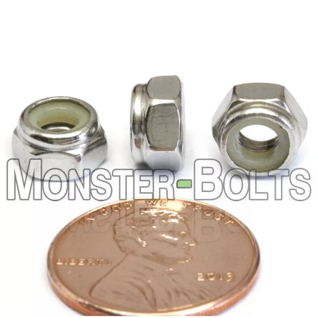 M5-0.8 / 5mm - Qty 10 - Nylon Insert Hex Lock Nut DIN 985 - A2 Stainless Steel