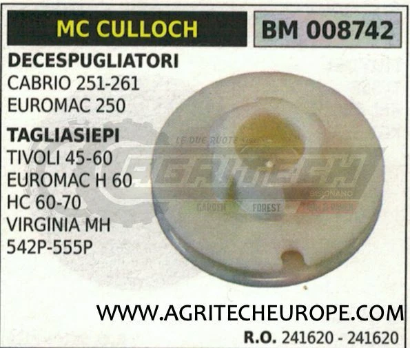 Tubo Asta Per Tagliasiepi McCulloch Con Occhiello Originale - Ricambio 580854001-0