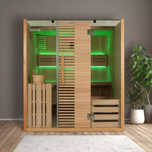 Sauna Saunakabine Traditionelle Sauna Saunaofen 4 Personen Glasfront Hemlock