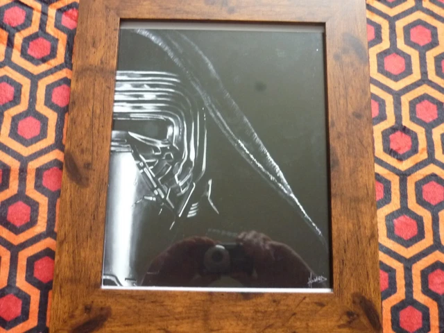 Framed 10x8 poster NERD BLOCK KYLO RENN STAR WARS BLACK WHITE VERSION PRINT