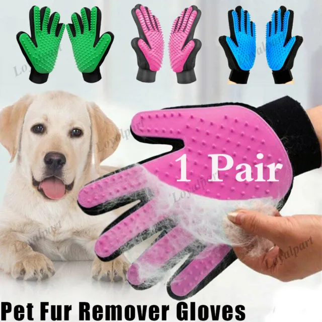 Pet Hair Brush Fur Remover Gloves Massage Grooming Soft Silicone Carding Tool US