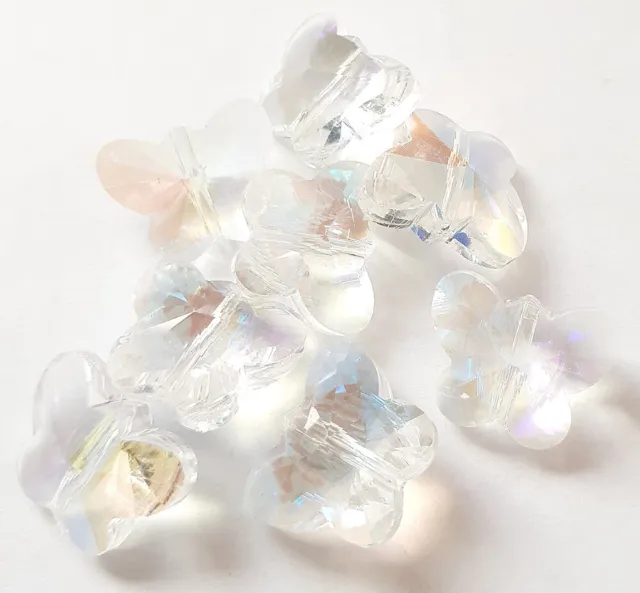 Perle en cristal facette AB forme papillon, Papillon AB perle facette cristal