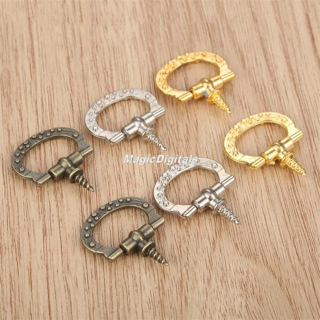 5Pcs Antique Cabinet Drawer Knobs Cupboard Dresser Drop Ring Door Pull Handles