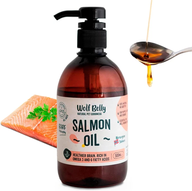 Wolf Belly - Olio Di Salmone per Cani 100% Naturale (500 Ml) Vitamine E Omega 3
