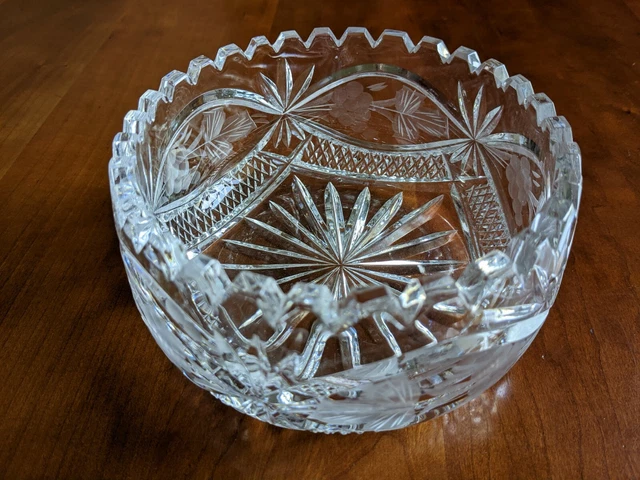 Vintage Crystal Clear Industries Chardoney Cut Glass Round Bowl - Excellent Cond
