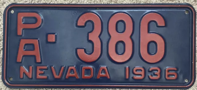 Nevada 1936 License Plate Vintage Garage Man Cave Antique Collector (Restored)