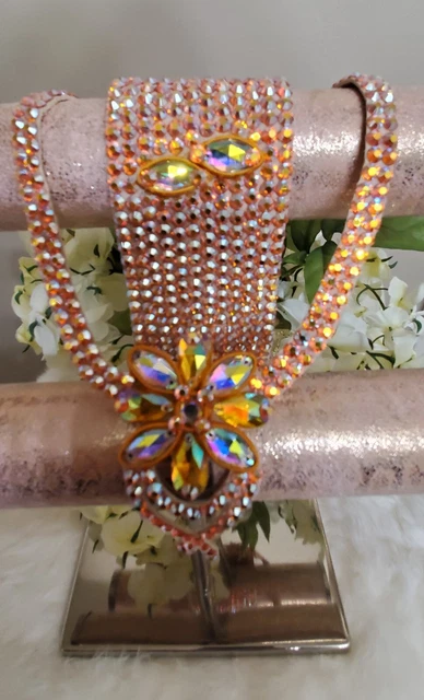 Set of Necklace & Extra Wide Cuff Swarovski Sun AB Crystals AB  Jewelry