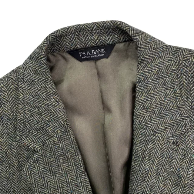 Hombre 44S Jos Un Banco X Harris Tweed Oliva Marrón Moteada Espiguilla Blazer