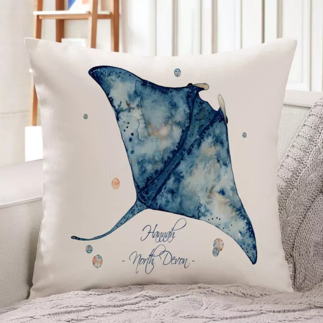 Personalised Stingray Cushion Cover Seaside Throw Pillow Decorative Gift KC123