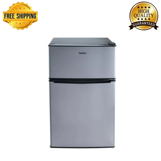 GALANZ 3.1 CU ft Two Door Mini Fridge with Freezer, Stainless, Estar