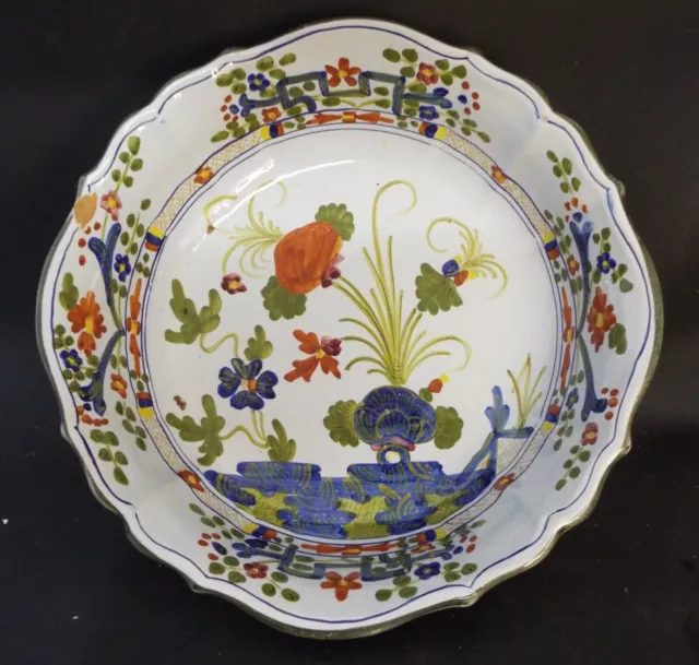 VINTAGE ITALIAN CACF FAENZA FAIENCE POTTERY FRUIT BOWL - CHIPPED - 27cm