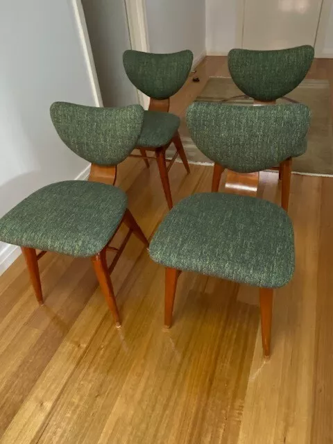 Four retro mid century dining chairs - refurbished. Pick-up Geelong,Victoria