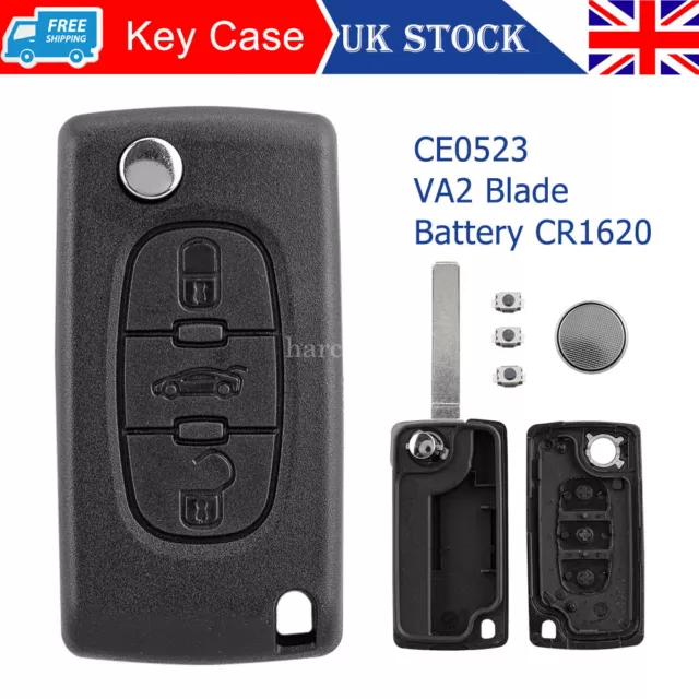 3 Button Remote Flip Key Fob Case Cover for Peugeot 207 307 308 407 607 CE0523