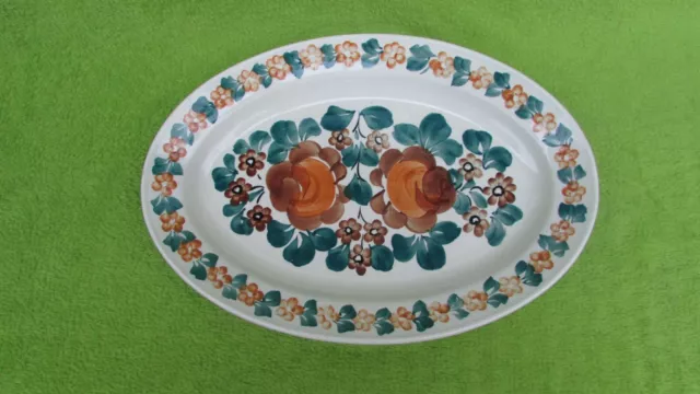 Alter Wandteller aus Keramik Blumendekor original Fajans aus Polen