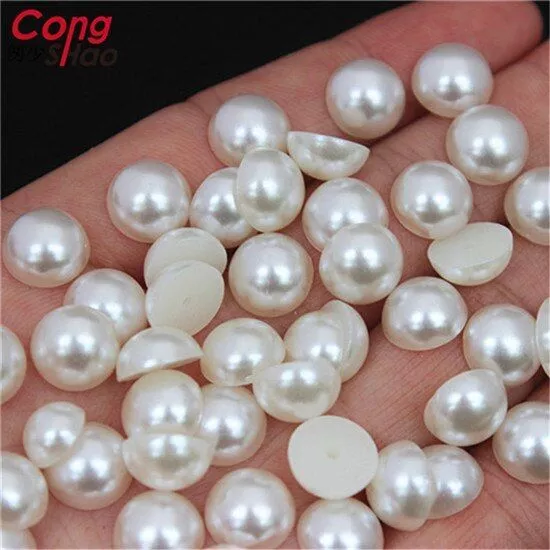 Flatback Half Round Bead Imitation Pearl Acrylic 3D Non HotFix Scrapbook Beads