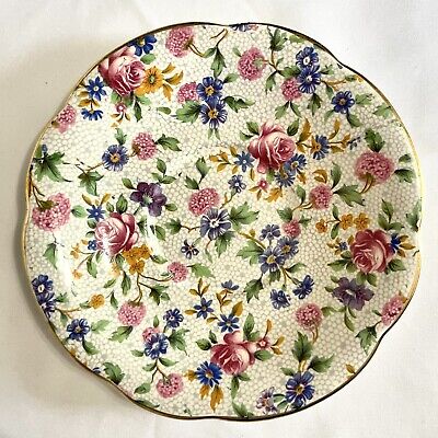 Vtg Pre-1960 Royal Winton Grimwades Ivory Old Cottage Chintz Underplate 5 1/2" 2
