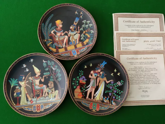 Set of 3 Bradford Exchange 'Legend Of Tutankhamun' Series Collector Plates