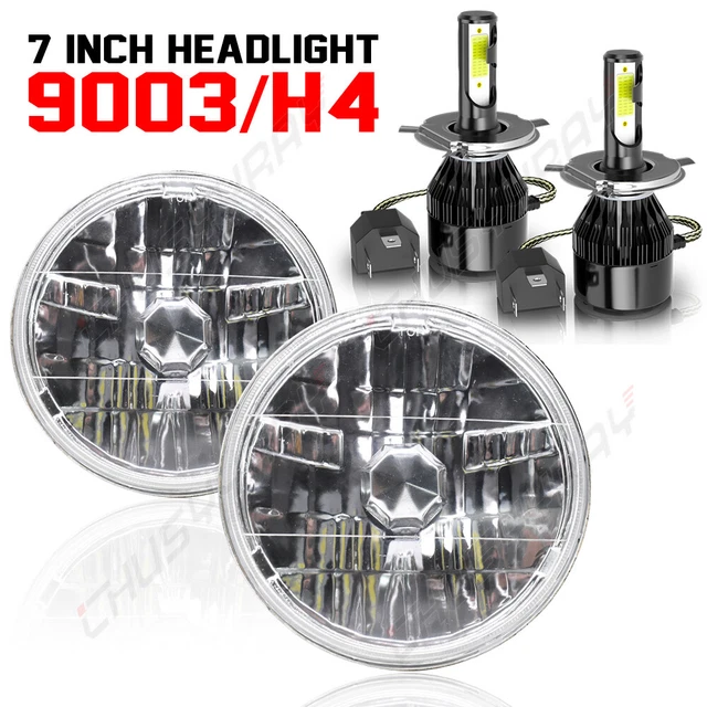 Pair 7" Round H6024 LED Headlights For International Harvester Scout II 1973-80