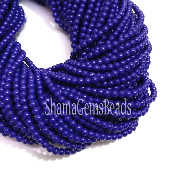 Blue Color Hydro Loose Gemstone Beads Smooth Round Shape Beads Beads For Jewelry
