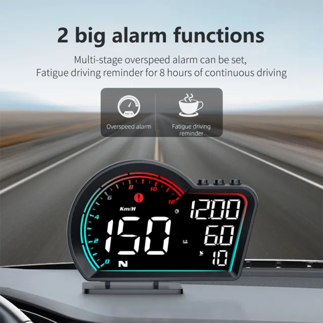 Car Digital GPS Speedometer HUD Head Up Display MPH Overspeed Alarm Driving Time