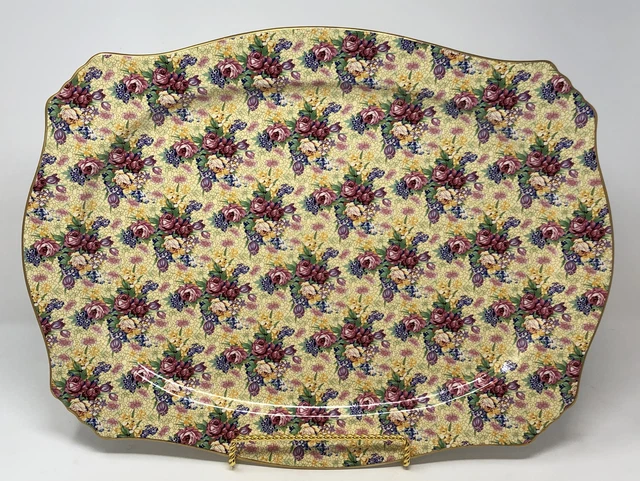 Welbeck 1995 Royal Winton Grimwades Chintz Floral Rose 18x13" Platter England AL