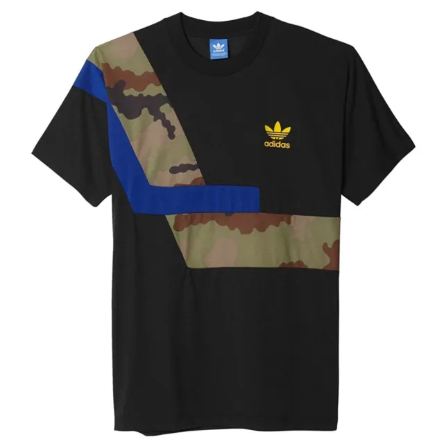 adidas Originals Block Jersey Tee Shirt Colorblocking Camouflage Trefoil Schwarz