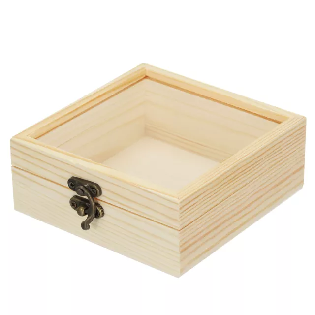 Unfinished Wooden Box Storage Box with Hinged Lid and Front Clasp Cream