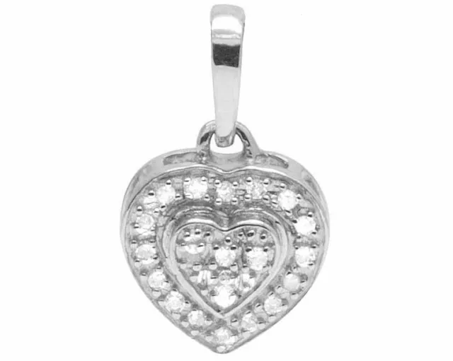 Chaîne pendentif amour double cœur en or blanc 10 carats pour femmes, 10 ct 13 mm 3