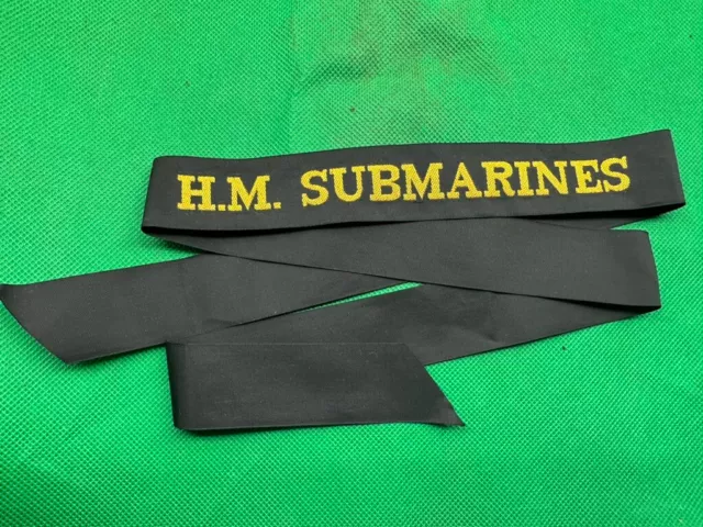 Genuine British Royal Navy H.M Submarine Cap Tally - Full Length - Mint Unissued