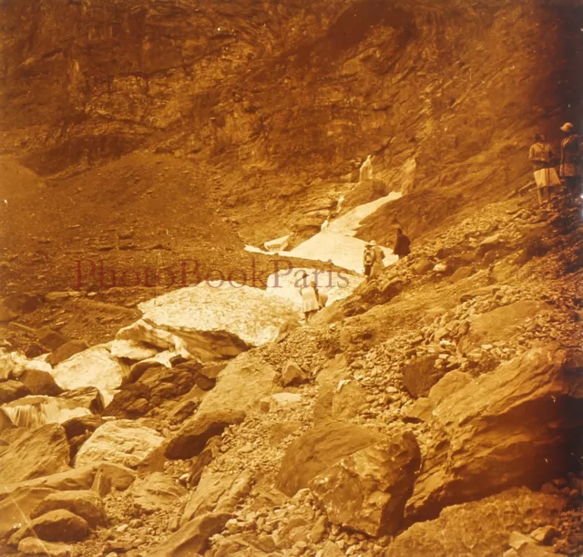 France Snow Mountain c1930 Photo Stereo Glass Plate Vintage V17T15n