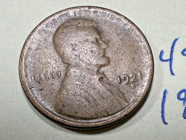 1921-S  Lincoln Cent 1C Semi Key Wheat Penny 4948N