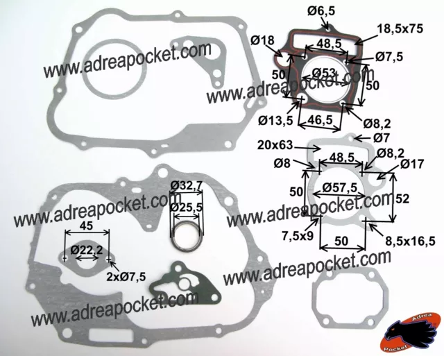 Pochette de joints Moteur 110 / 125cc Dirt Bike / ATV