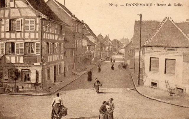 Cpa 4 Dannemarie Route De Delle 1917 Haut Rhin 68 Carte Postale Ancienne