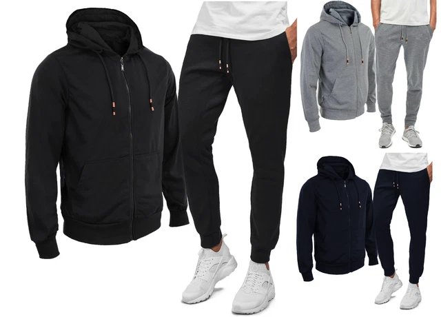 Tuta Uomo Invernale Felpata Completo Sport Maglia Felpa con Cappuccio Pantalone