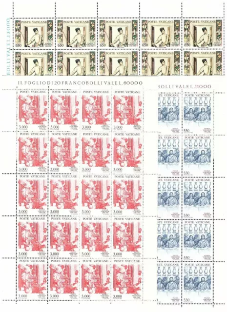 s20737) VATICANO 1988 MNH** Nuovi** Veronese 3v Foglio NON PIEGATO